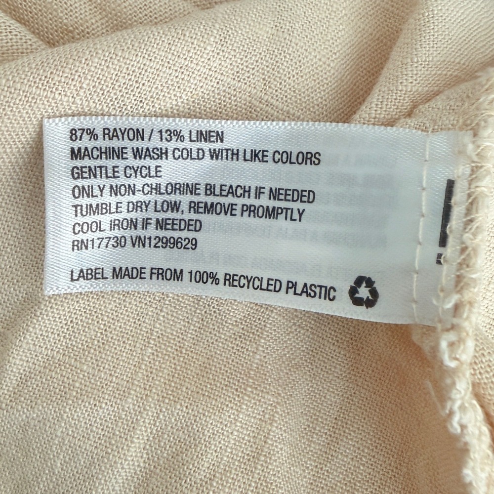 Wild Fable Tan Linen Blend Cut Out Mini Dress Long Sleeve Boho Small - Picture 8 of 10